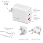 smarts travel charger voltplug qcpd w with quick charge and usb c to usb c cable m white