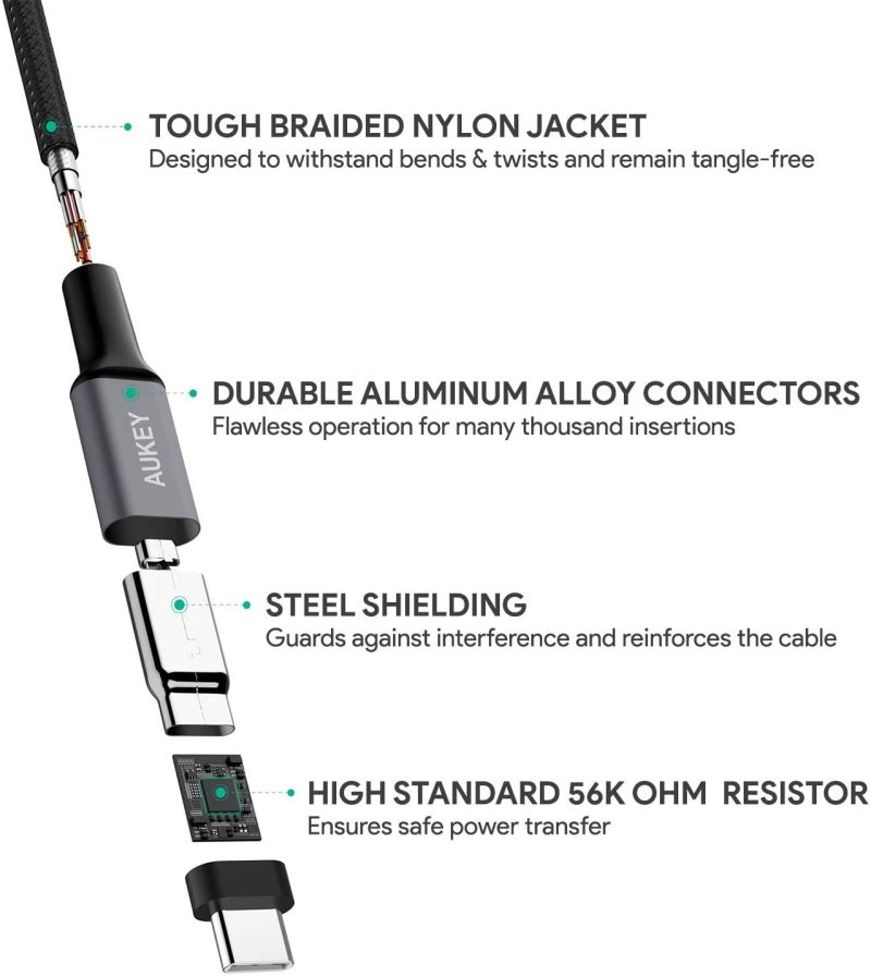 aukey cb cd impulse series usb  to c cable