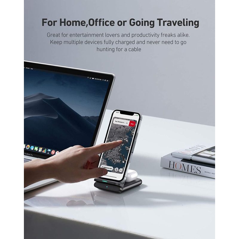 aukey lc ab aircore series  in wireless charging stand black