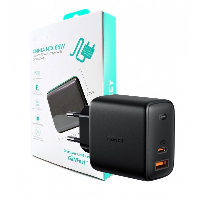 aukey pa b omnia duo w dual port pd wallcharger