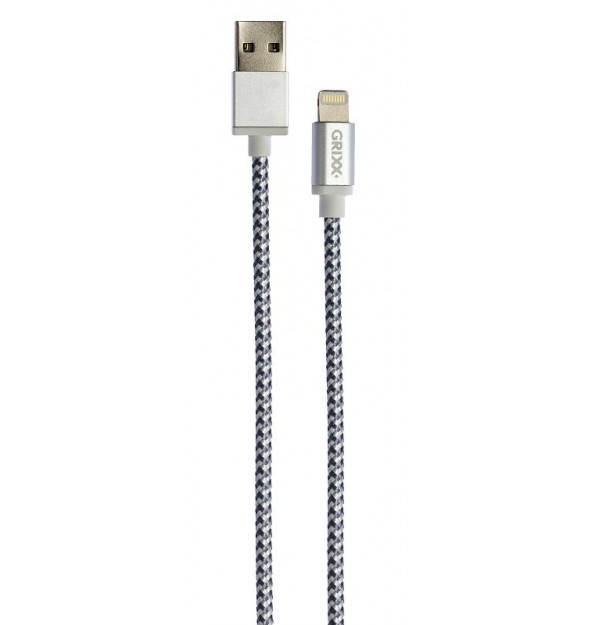 grixx cable  pin to usb apple mfi braided  m greywhite