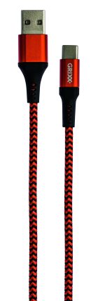 grixx cable usb c to usb braided m redblack